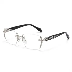 ZENOTTIC Rimless HD Blue Light Blocking Glasses - Diamond-Cut Edge Detail, Lightweight Metal Frame, Modern Rectangular Clear Lenses for Computer & Daily Wear - Unisex summerwins